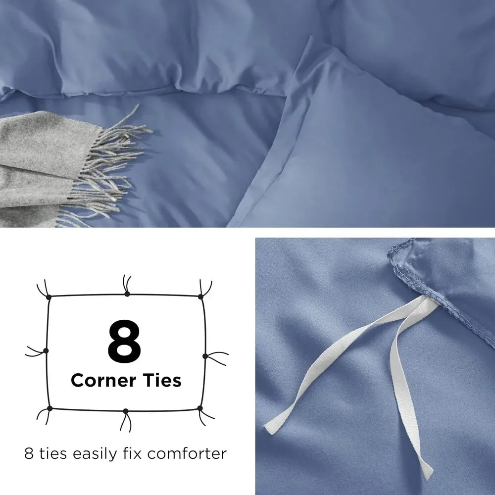 New Bedsure Slate Blue Queen Size Duvet Cover & 2 Pillow Shams 90